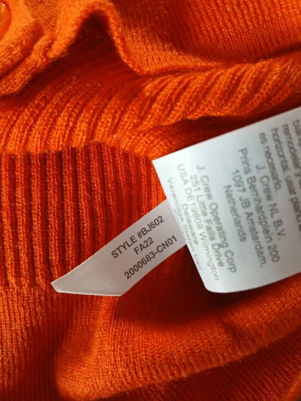 J Crew Womens Orange Silk Cashmere Blend Ruffle Cardigan Sweater Size L Fall - Picture 10 of 11